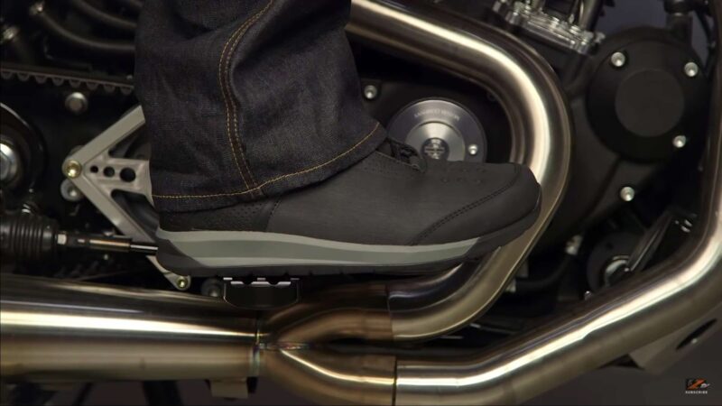 Close up of shoes for riding motorcycle