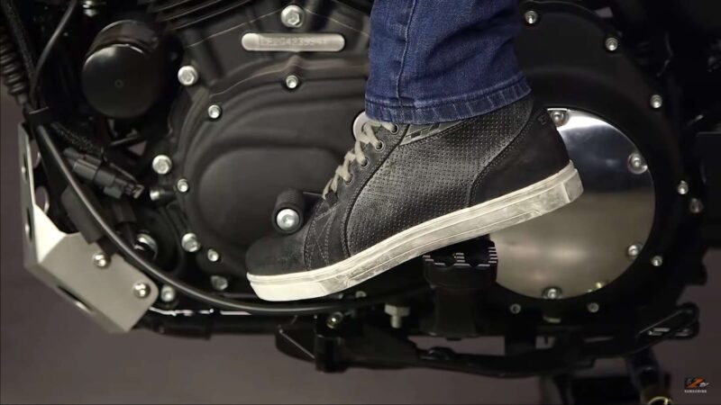 Close up of shoes for riding motorcycle