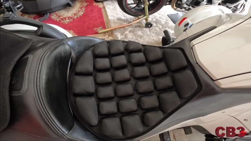 Close up of motorcycle seat pad